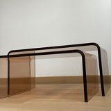 2 altuglas smoked nesting coffee table, 1970s