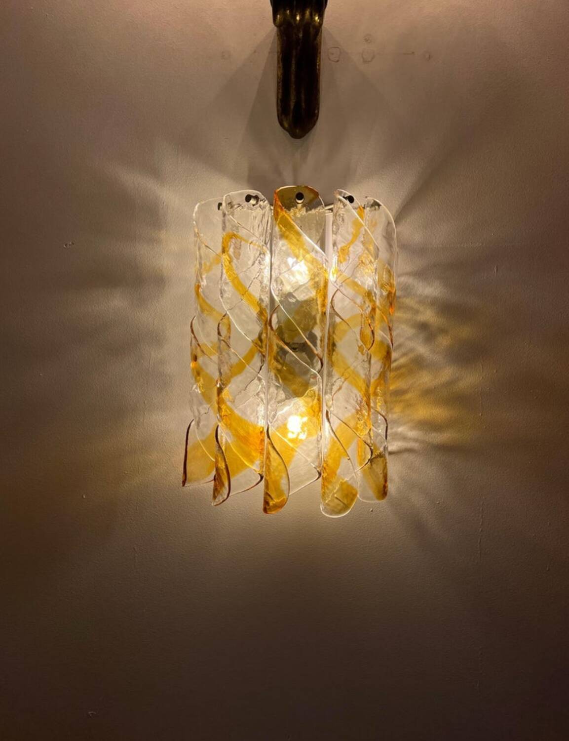 Pair of wall lights AV Mazzega Torciglione Murano