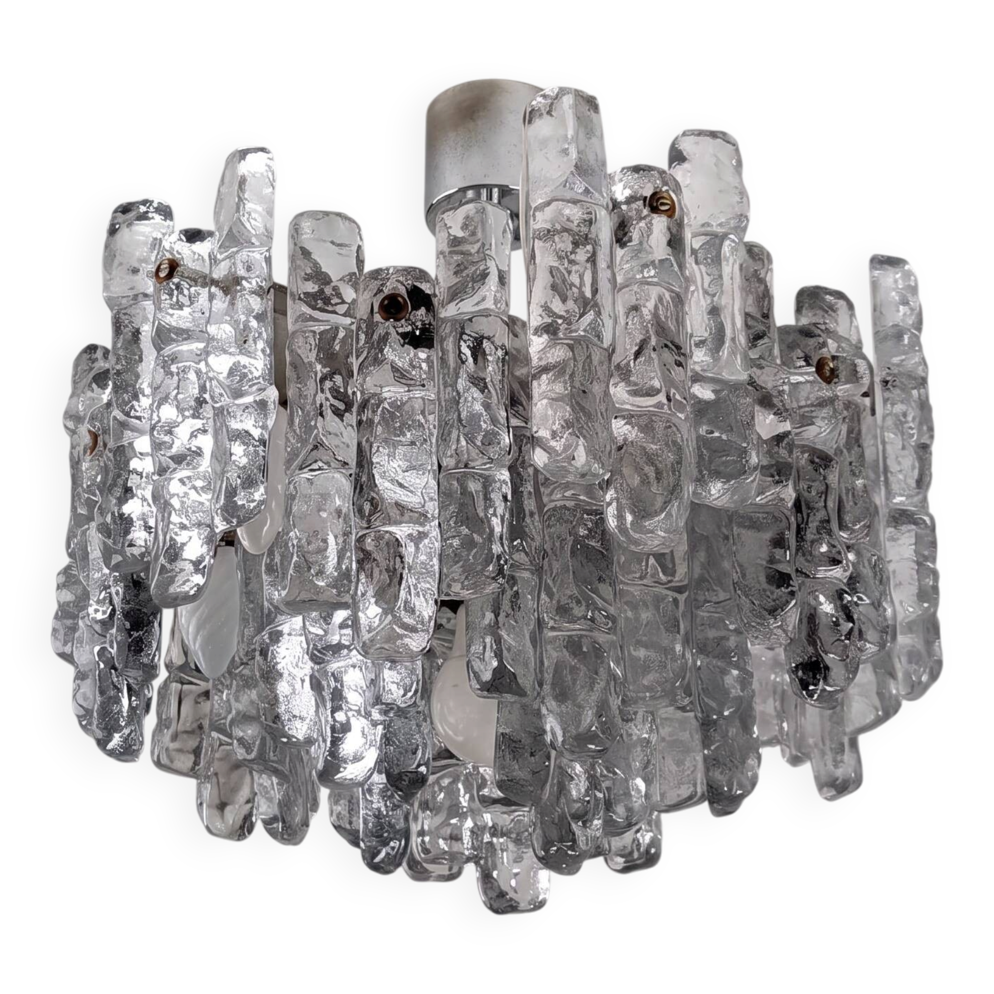 Kalmar Ice Glass chandelier, Austria, 1970s
