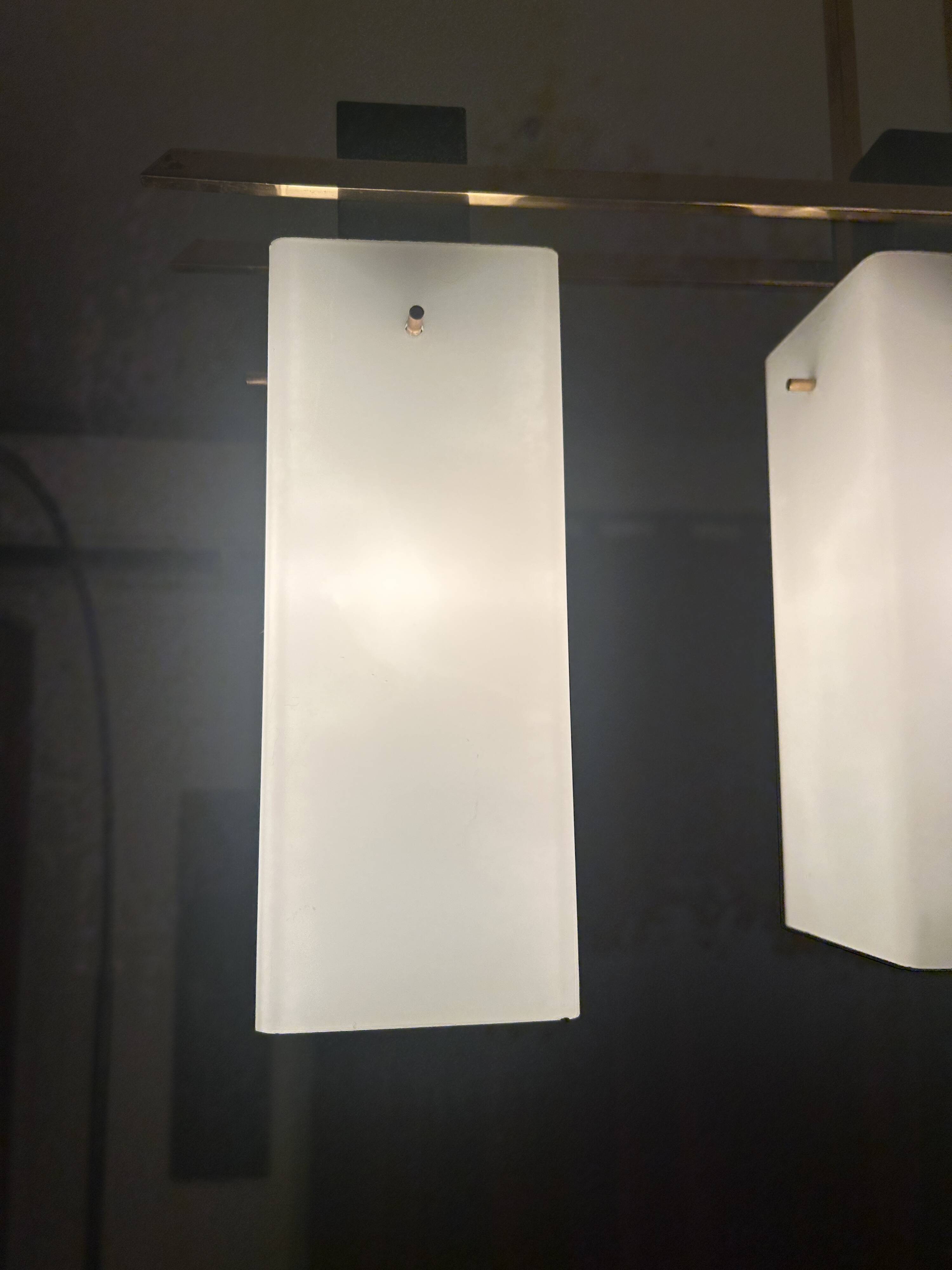 Three-light opaline pendant lamp by Maison Arlus, 1950