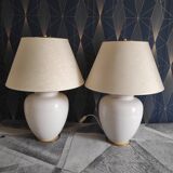 Lamps 2 white cracked ceramic foot fires