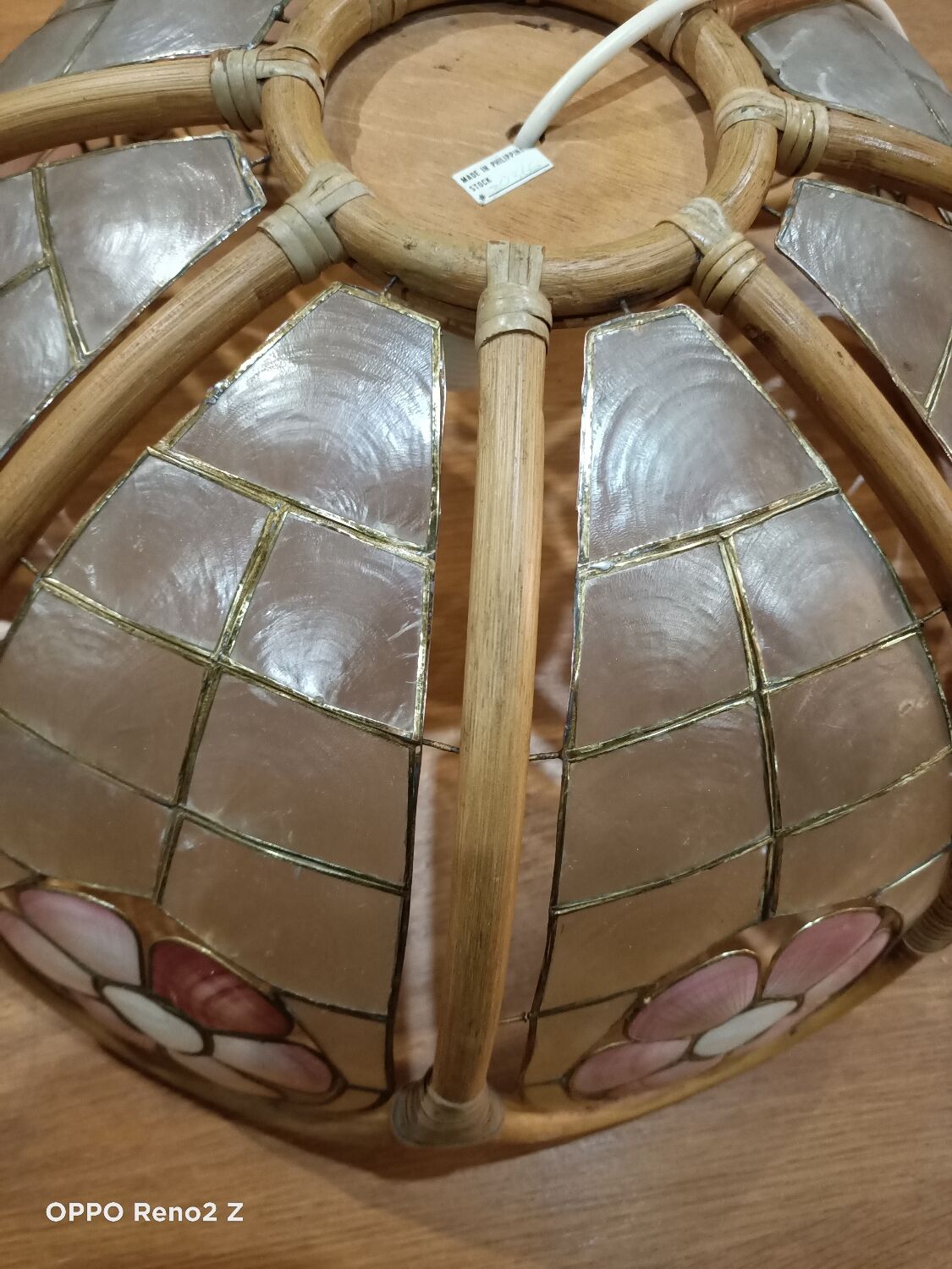 Suspension nacre et bambou