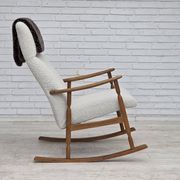 1970s, Scandinavian design, high-backed rocking chair, reupholstered.
