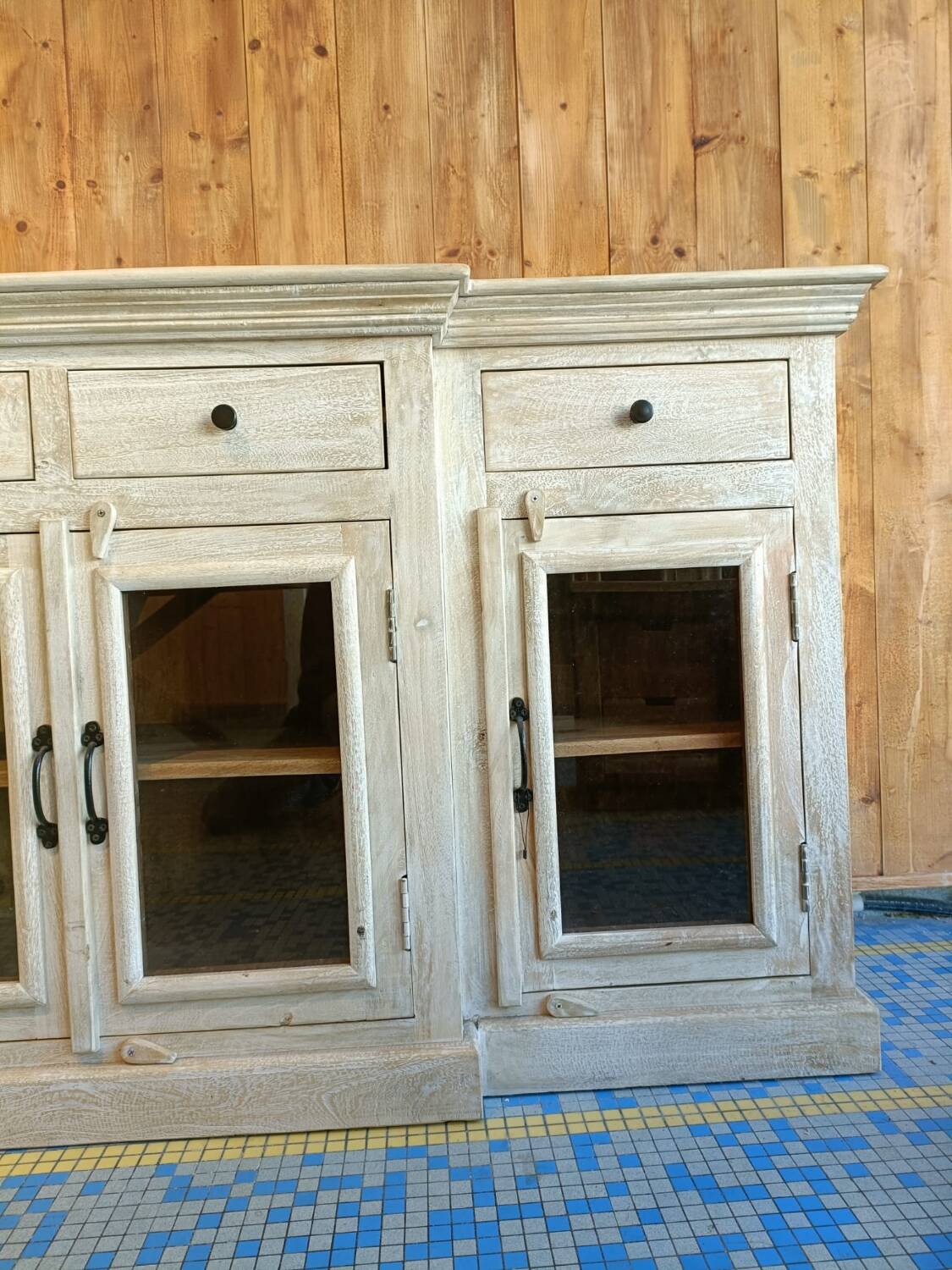 Buffet / display cabinet style industrial/colonial solid mango wood