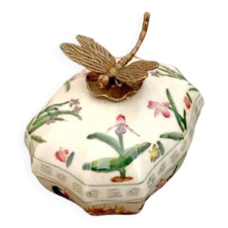 Cracked Ceramic Jewellery Box – Bronze Dragonfly