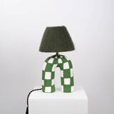'You' Table Lamp - Green Checkerboard