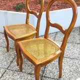 Pair of caned walnut chairs, Louis Philippe style