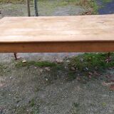 Cherry farm table, turned legs, 2 extensions