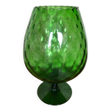 Ancien vase sur pied empoli verre vert vintage