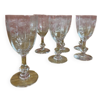 Set of 6 St Louis crystal white wine glasses, Cléo model
