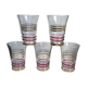 Set of 5 red and gold spiral water glasses 50-60s
