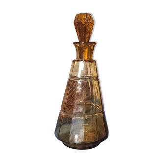 Old amber molded glass carafe bottle