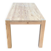 Renovated solid pine dining table in brutalist Scandinavian style from the years.
