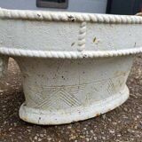 French cast iron oval jardinière planter white