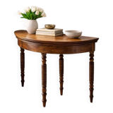 Half-moon table in solid walnut