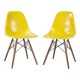 Yellow Pair (2) Herman Miller Original Eames DSW Side Shell Chairs