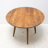 Folding walnut coffee table from the 1950s, Czechoslovakia