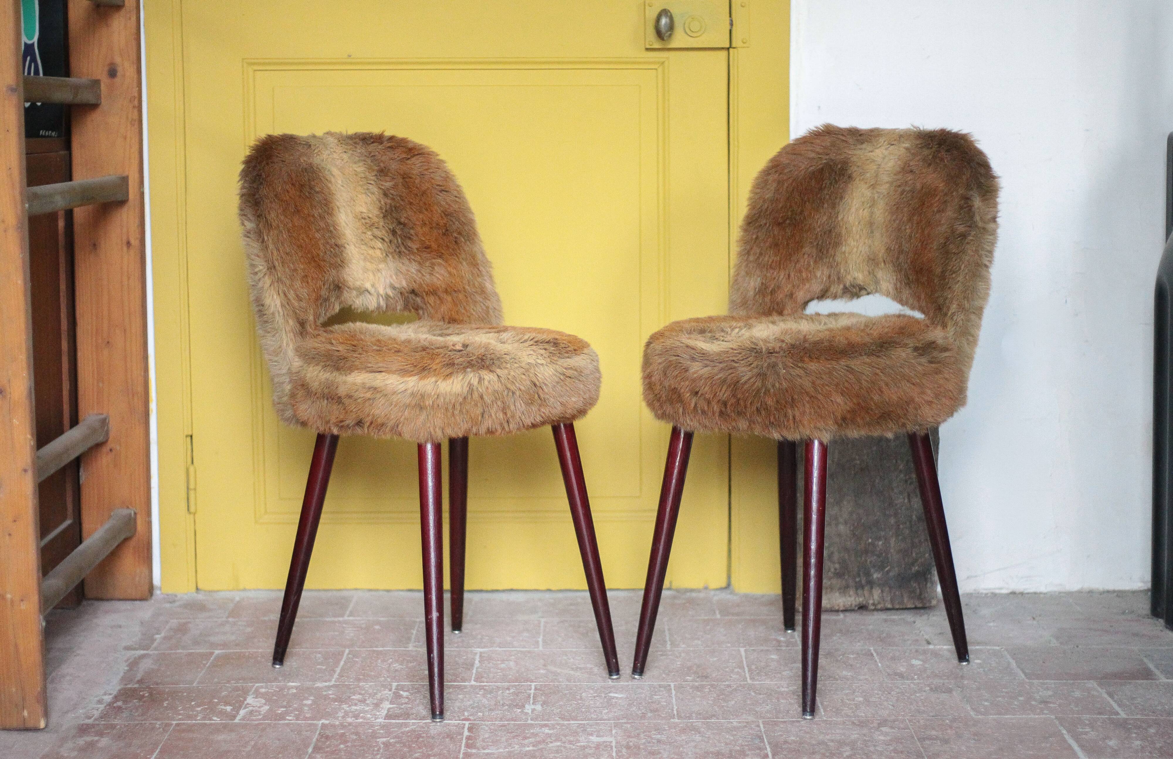 Pair of Moumoute chairs in Baumann style, vintage chairs, retro chair