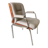 Fauteuil bois et chrome 70's