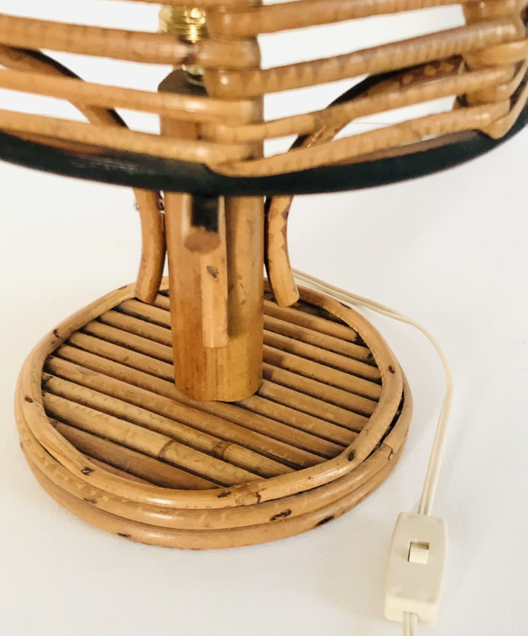 Rattan table lamp, Italy 60s