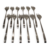 12 fourchettes à gateaux métal argenté orfèvre Ercuis Horizon 14,9cm
