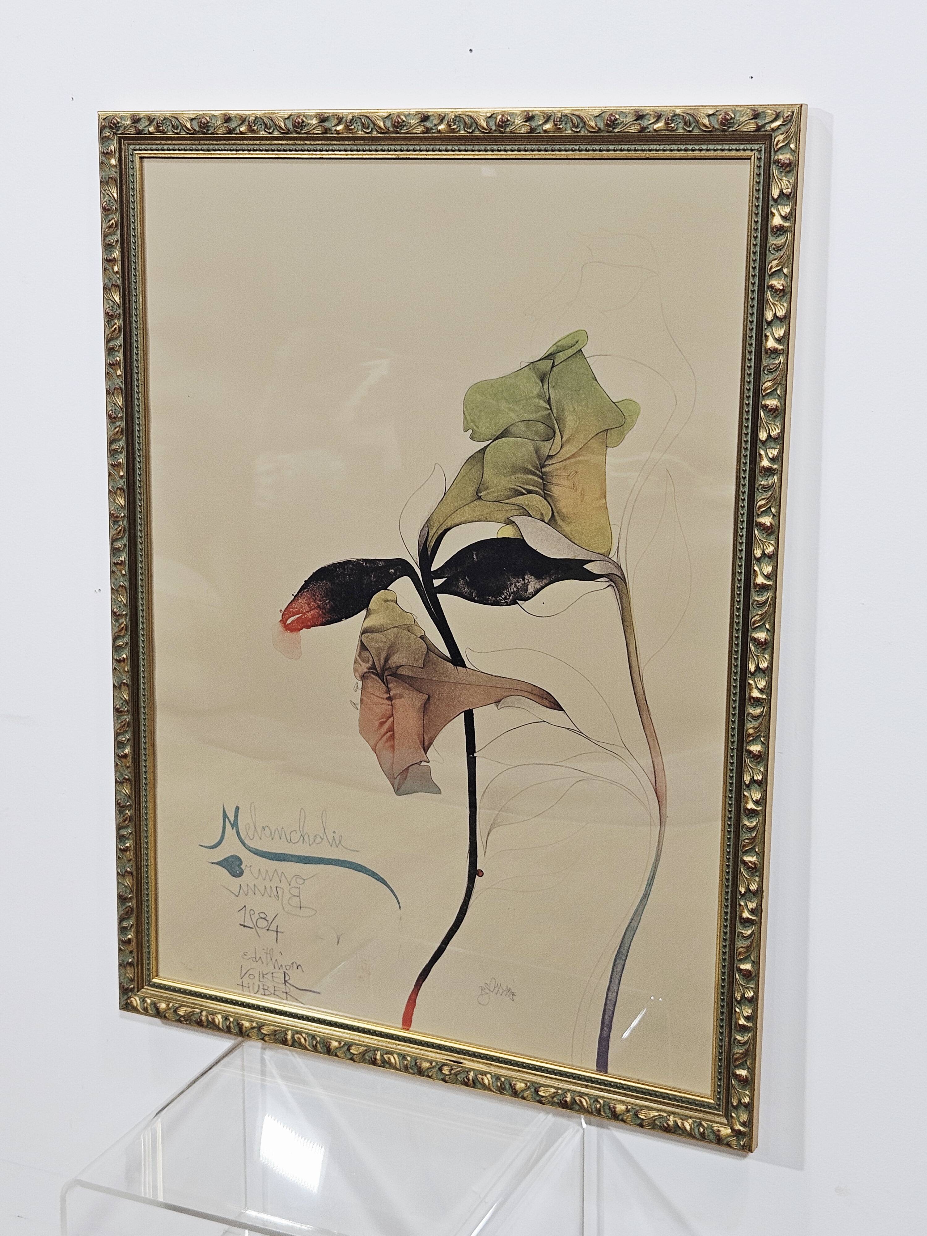Lithograph Melancholy 109cm x 81cm, aut. B. Bruni, Edition Volker Huber