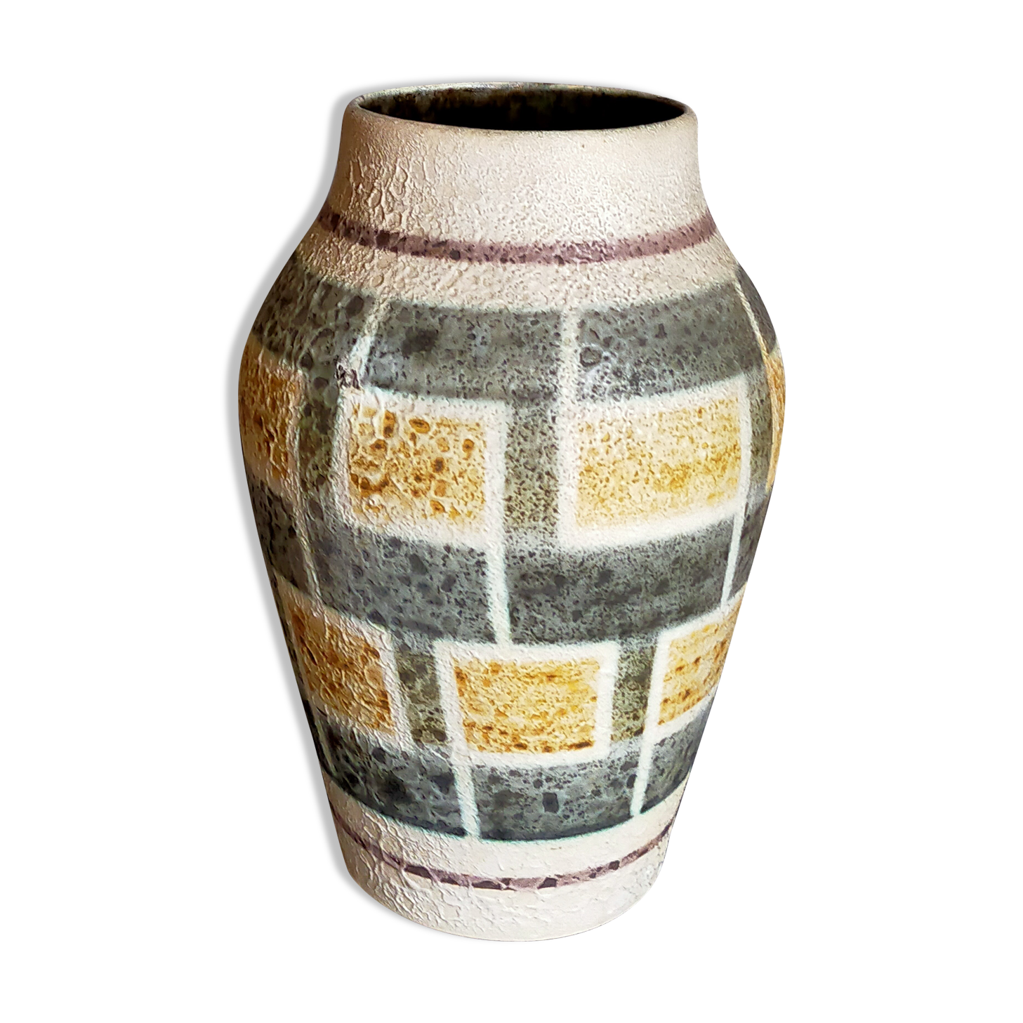West-Germany vintage ceramic vase washes with graphic pattern
