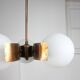 Vintage Italian Copper & Opaline Glass Chandelier