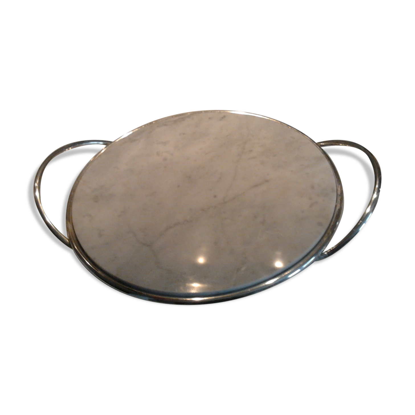 Set in marble of Carrara with silver metal handles
