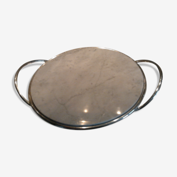 Set in marble of Carrara with silver metal handles