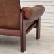 1970s, Swedish design, armchair with footstool, furniture leather.