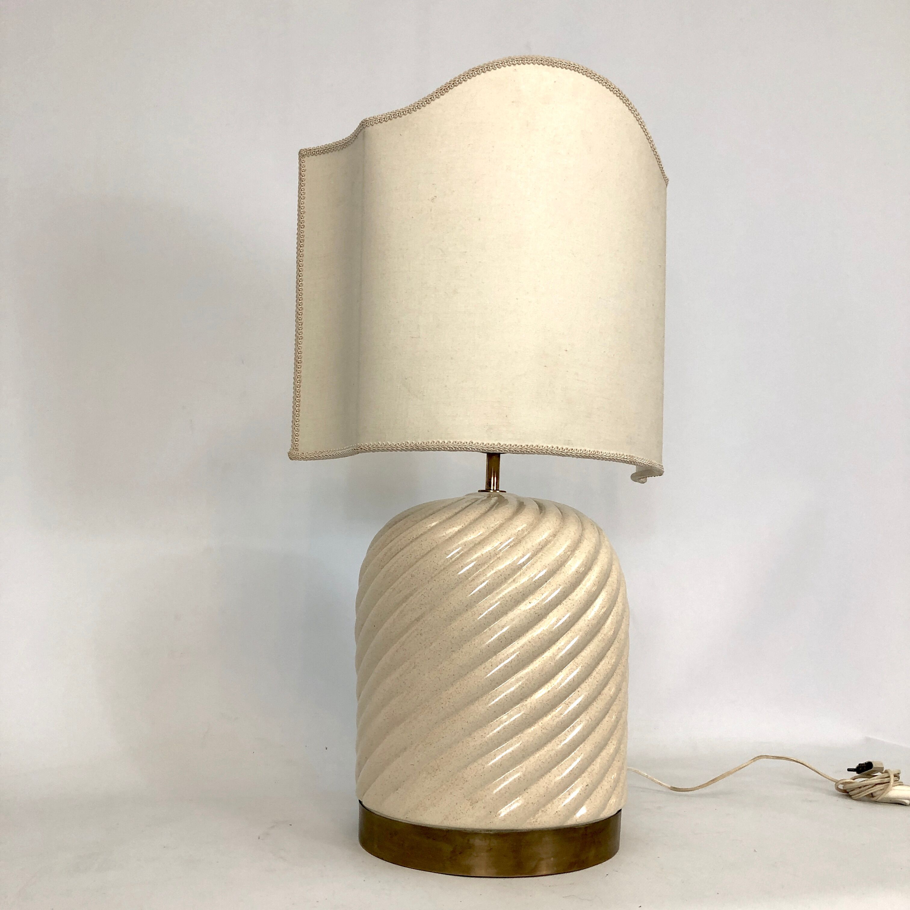 Ceramic and Brass Table Lamp by Tommaso Barbi, 1970s