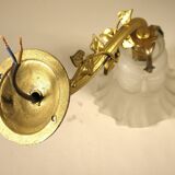 Brass and glass swan neck wall light