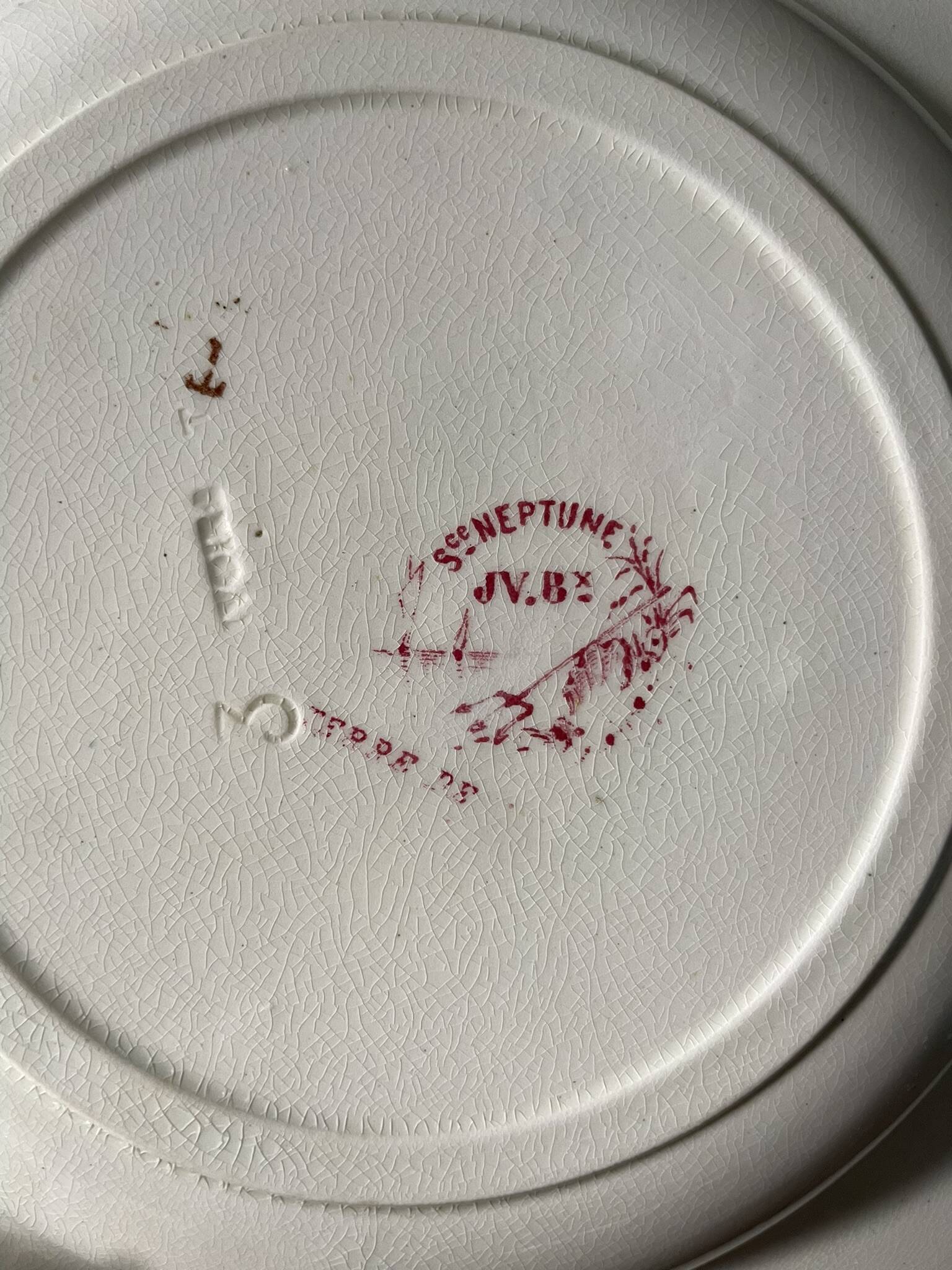 6 Jules Vieillard iron earth soup plates bx