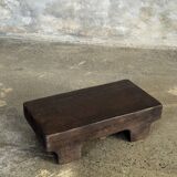 Small stool, black solid teak accent stool wabi-sabi L30 W8.5 H6.