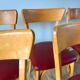 Set of 6 Luterma bistro chairs in blond wood and skaï 50s