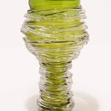 'Tamtam Honey' vase in crystal and green glass - Sem Schanzer (as l'Anverre