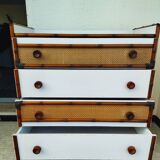 Rattan and bamboo chest of drawers, vintage