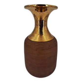 Vase en grès chamotté brut émaillé d'or, Italie, Bitossi pour Raymor, circa 1960/1970