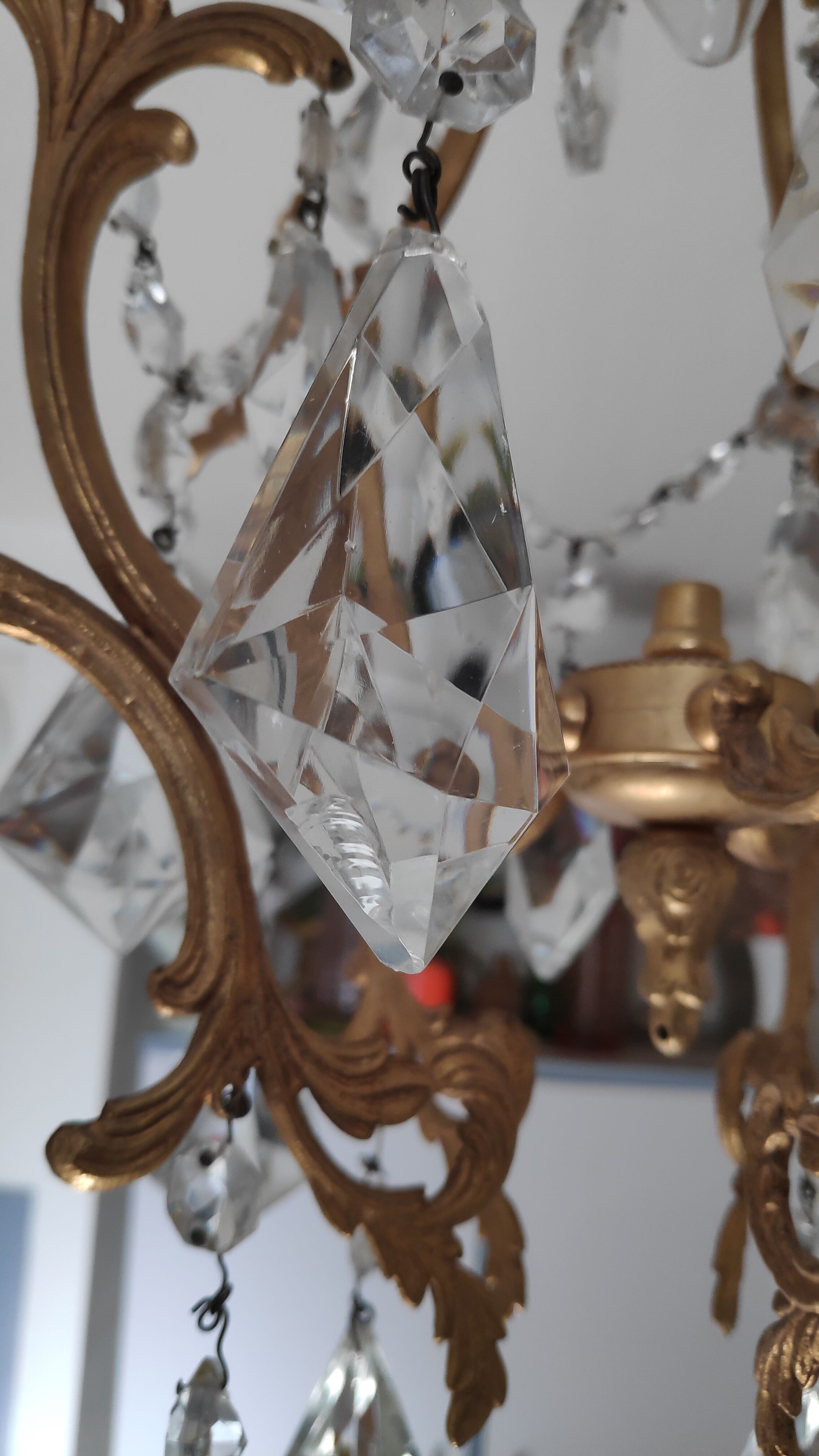 Bronze cage chandelier and crystal grapevines