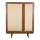 Meuble en bois à deux portes des années 1960, recouvert de tissu, de style italien.