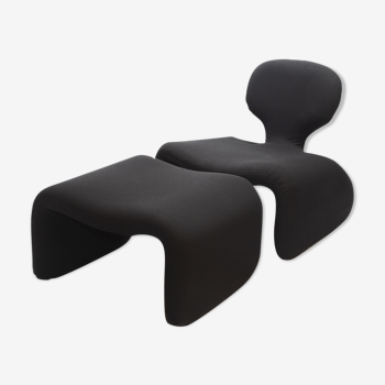 Black Djinn lounge chair & ottoman by Olivier Mourgue for Airborne, 1960