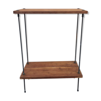 Serving table, industrial style, wood and metal