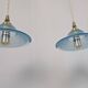Art Deco blue glass pendant light, moulded glass shade — Ø19 cm — 3 available