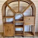 Large arch bookshelf "Pacific Rattan" sun cane bohemian chic