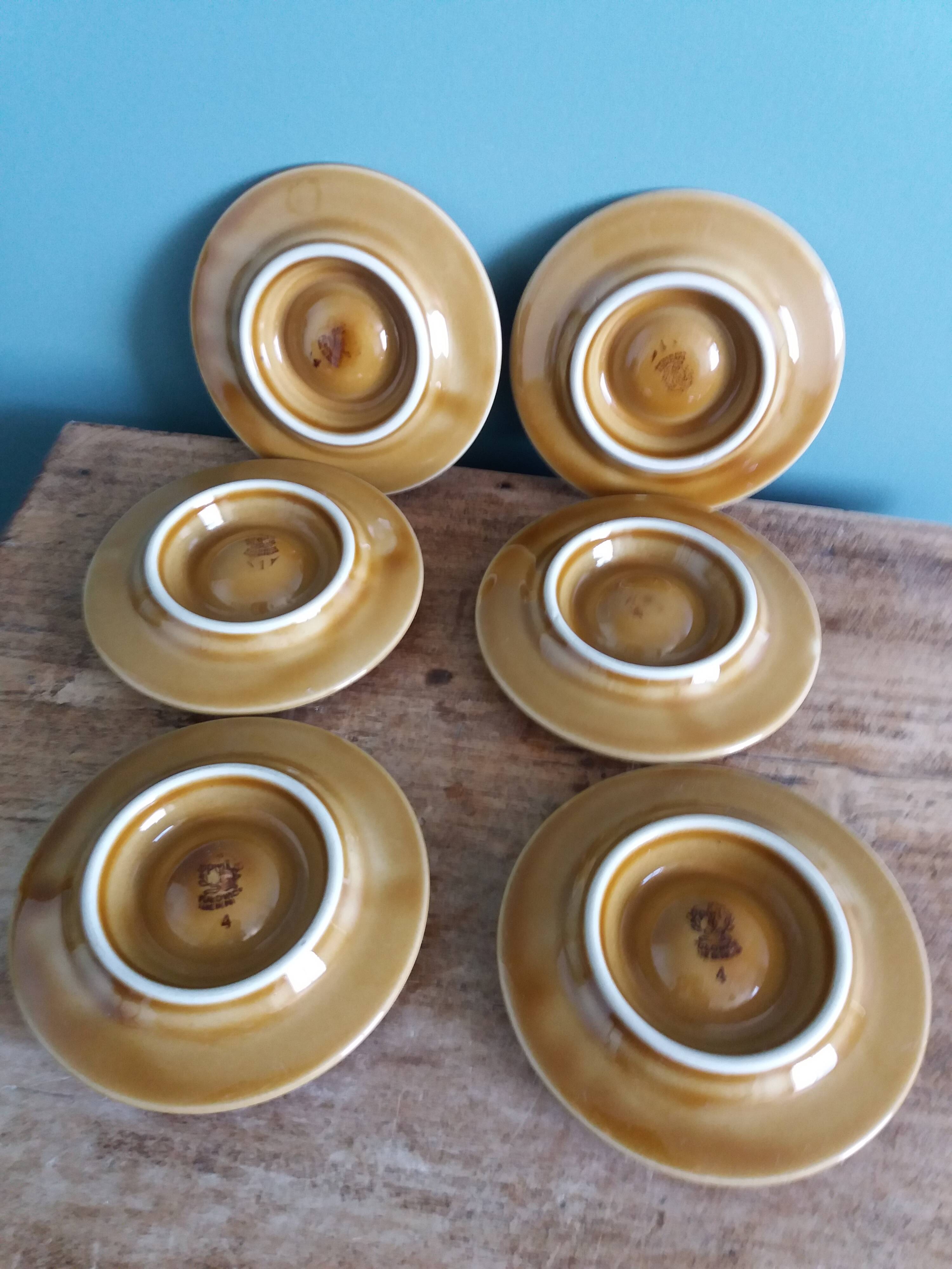 Tulowice egg cups, Poland, caramel and mustard glaze