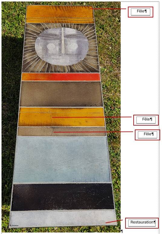 Roger Capron coffee table, "sun" model.