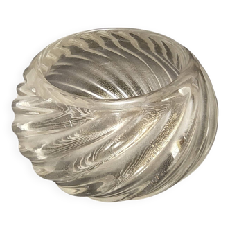 Vintage Twisted Ribs Murano Glass Trinket Bowl by Archimede Seguso with Gold Leaf, Italy