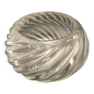 Vintage Twisted Ribs Murano Glass Trinket Bowl by Archimede Seguso with Gold Leaf, Italy