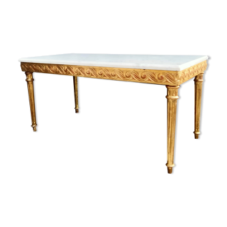 Table basse bois doré plateau marbre ancien table d'appoint